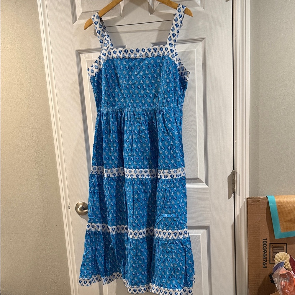 J. Crew Factory Blue and White Floral Women’s Dress - Size 12